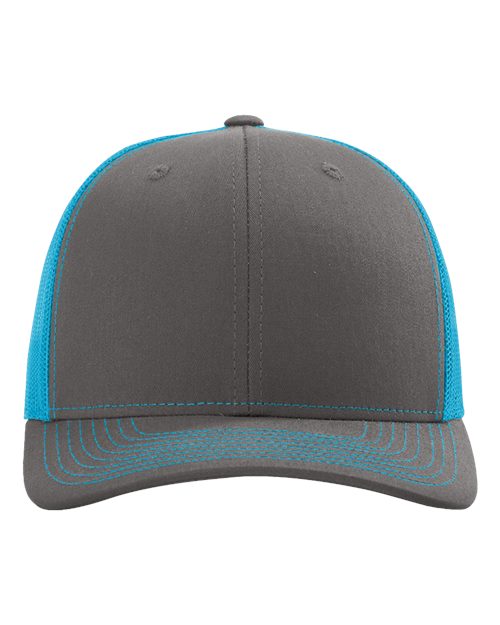 Snapback Trucker Cap - 112 - Charcoal/Neon Blue