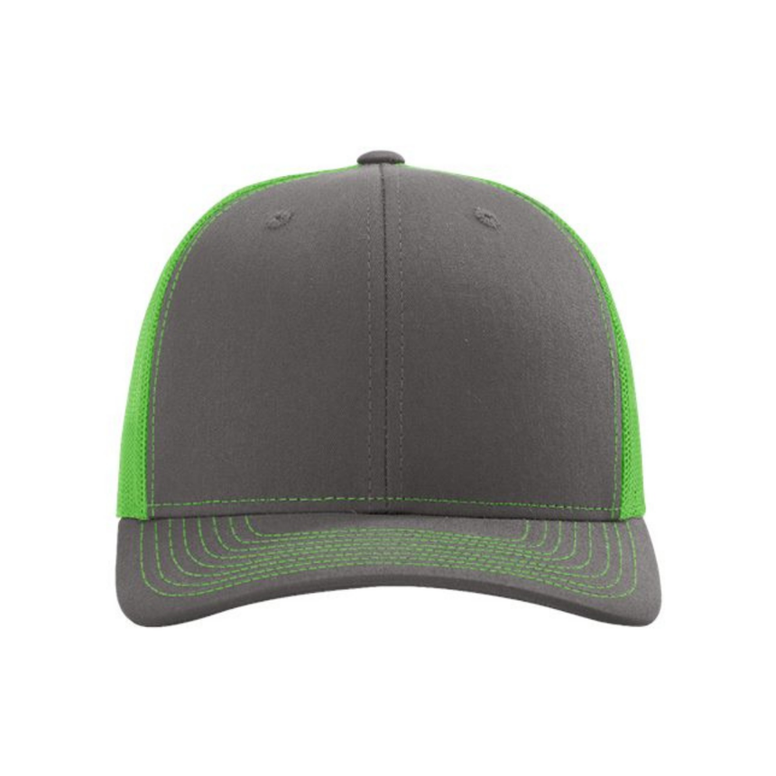 Richardson 112 Snapback Trucker Cap - Charcoal/Neon Green
