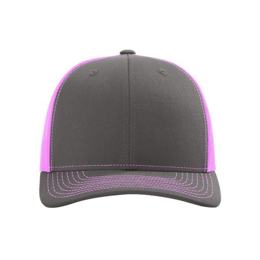 Richardson 112 Snapback Trucker Cap - Charcoal/Neon Pink