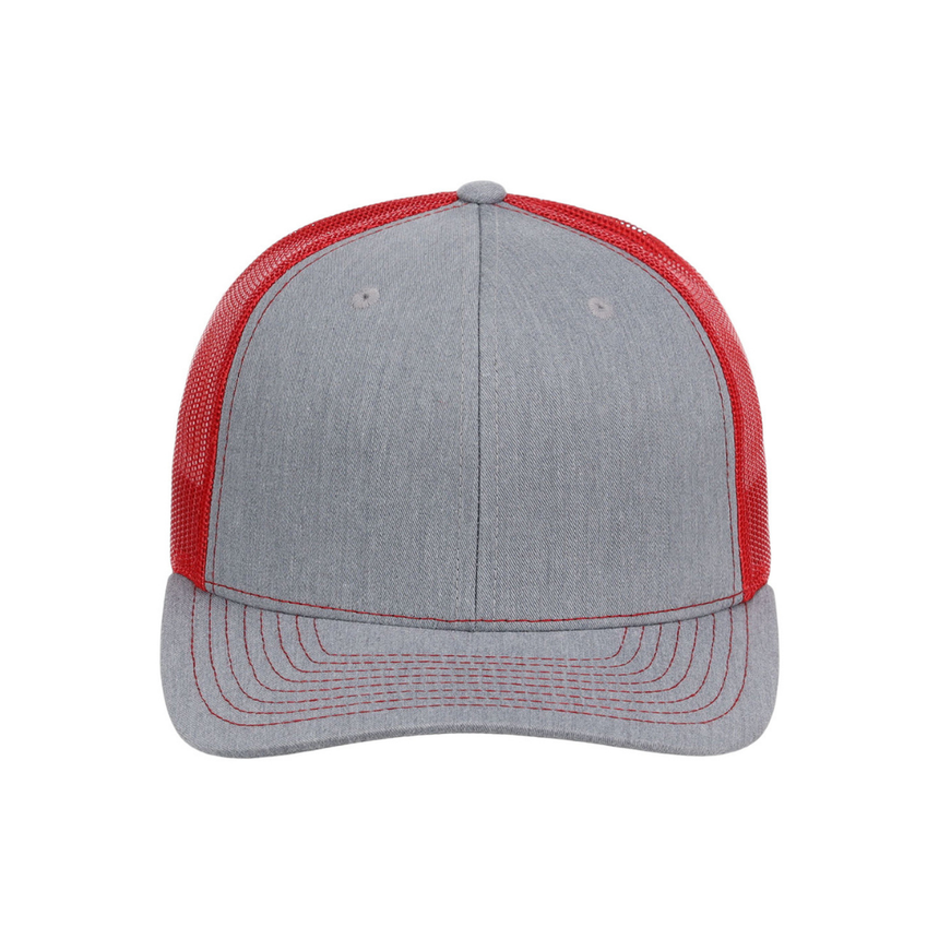 Richardson 112 Snapback Trucker Cap - Heather Grey/Red