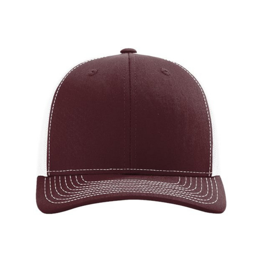 Richardson 112 Snapback Trucker Cap - Maroon/White