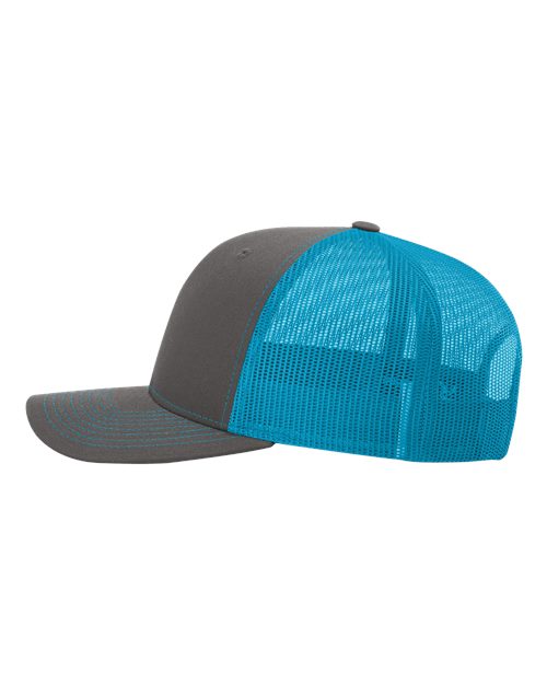 Snapback Trucker Cap - 112 - Charcoal/Neon Blue