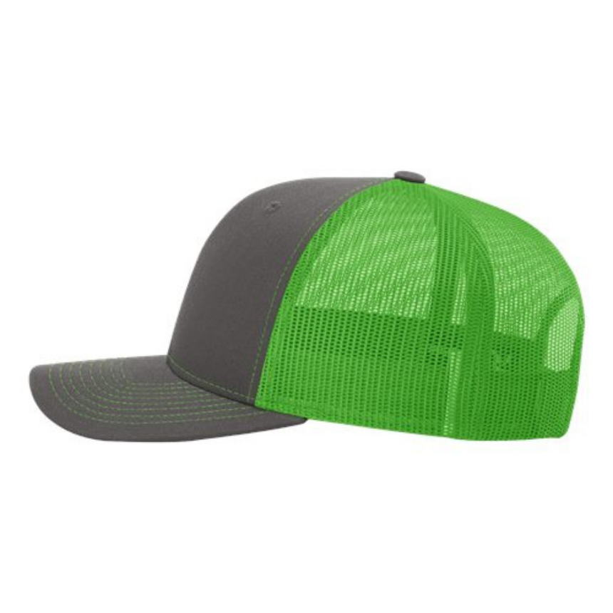 Richardson 112 Snapback Trucker Cap - Charcoal/Neon Green