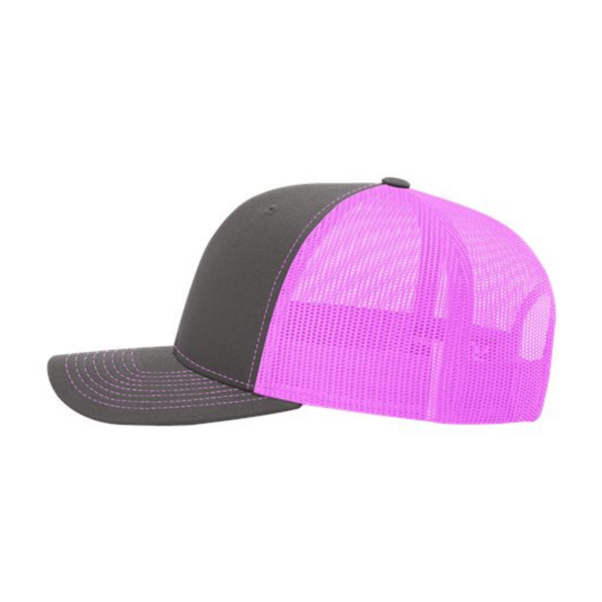 Richardson 112 Snapback Trucker Cap - Charcoal/Neon Pink
