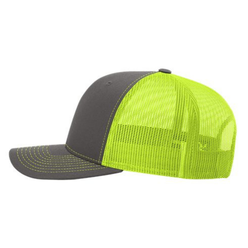 Richardson 112 Snapback Trucker Cap - Charcoal/Neon Yellow