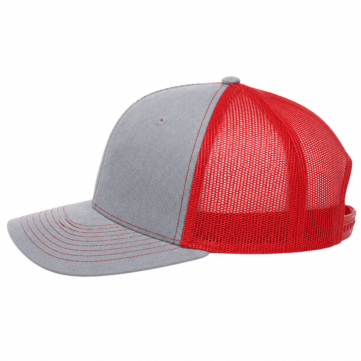 Snapback Trucker Cap - 112 - Heather Grey/Red