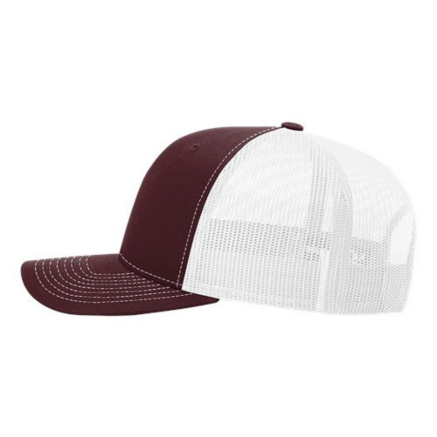 Richardson 112 Snapback Trucker Cap - Maroon/White