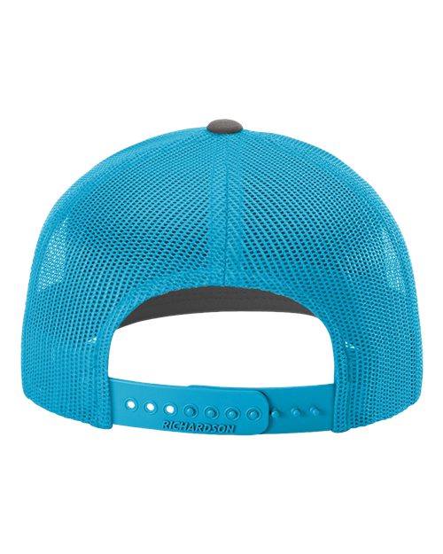 Snapback Trucker Cap - 112 - Charcoal/Neon Blue