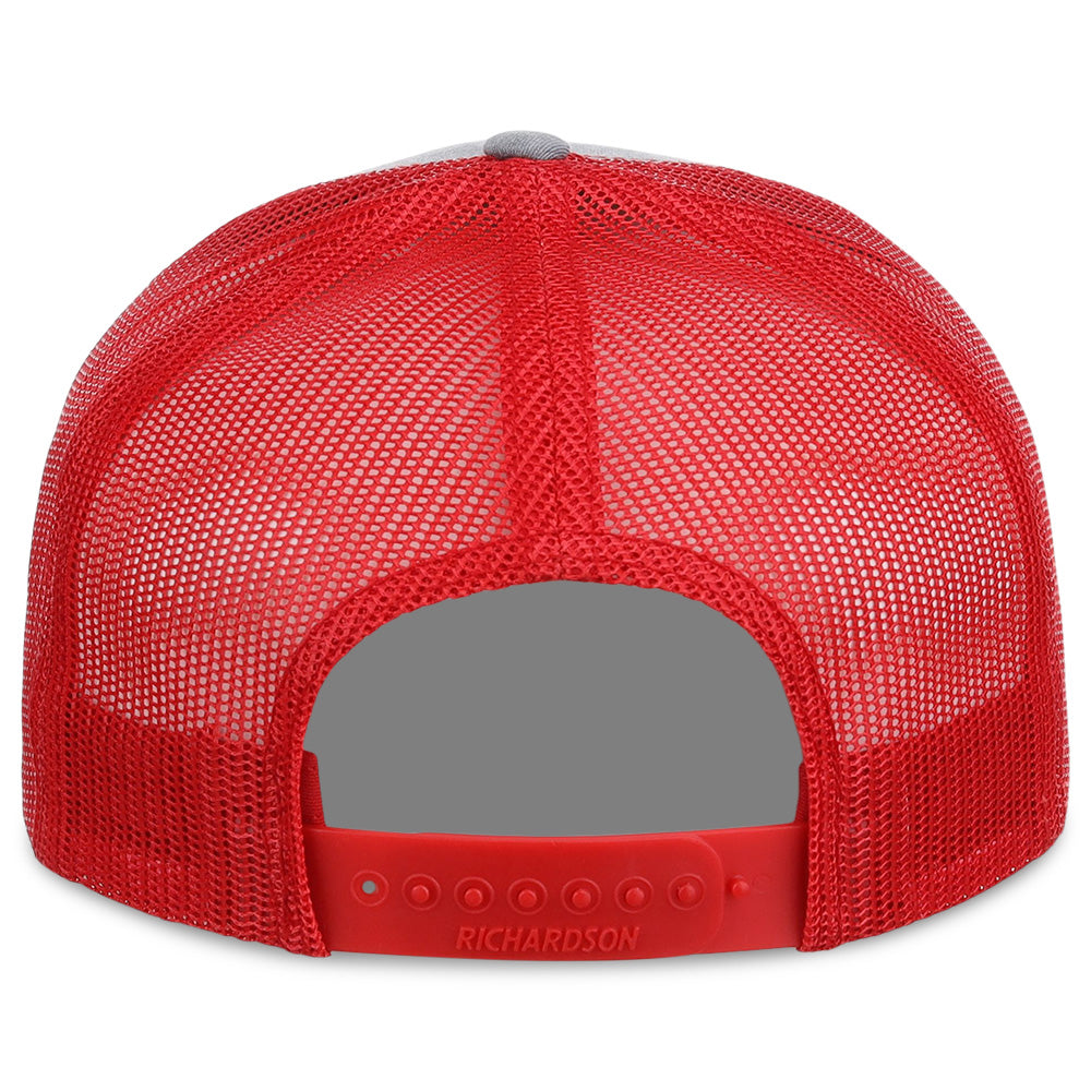 Snapback Trucker Cap - 112 - Heather Grey/Red
