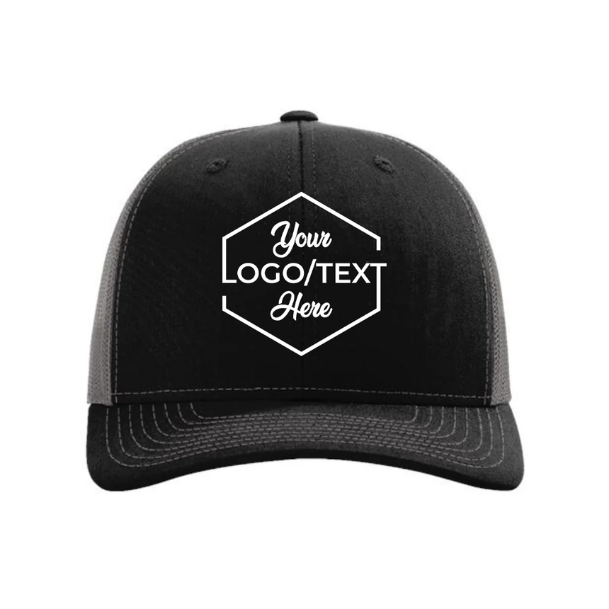 Richardson 112 Snapback Trucker Cap - Black/Charcoal