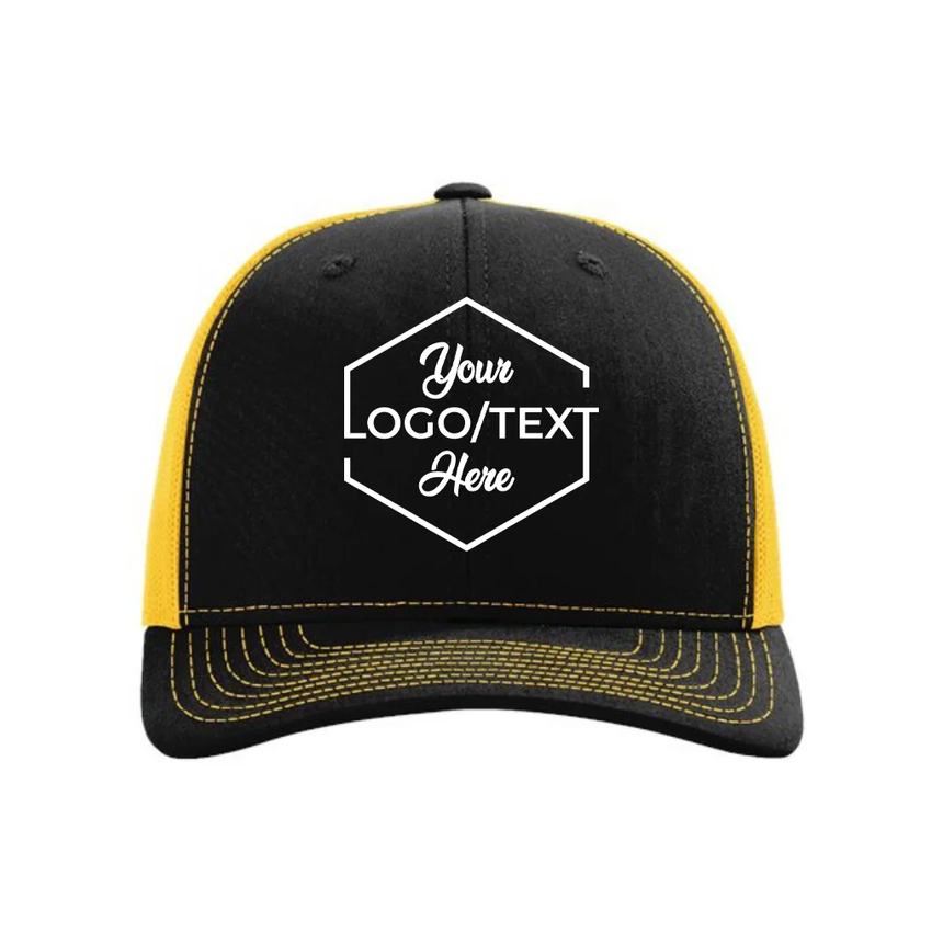 Richardson 112 Snapback Trucker Cap - Black/Gold