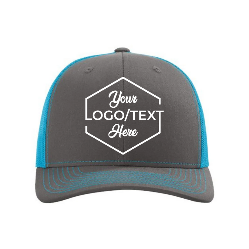 Richardson 112 Snapback Trucker Cap - Charcoal/Neon Blue