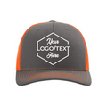 Richardson 112 Snapback Trucker Cap - Charcoal/Neon Orange