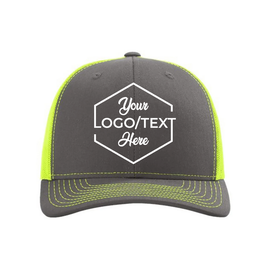 Richardson 112 Snapback Trucker Cap - Charcoal/Neon Yellow