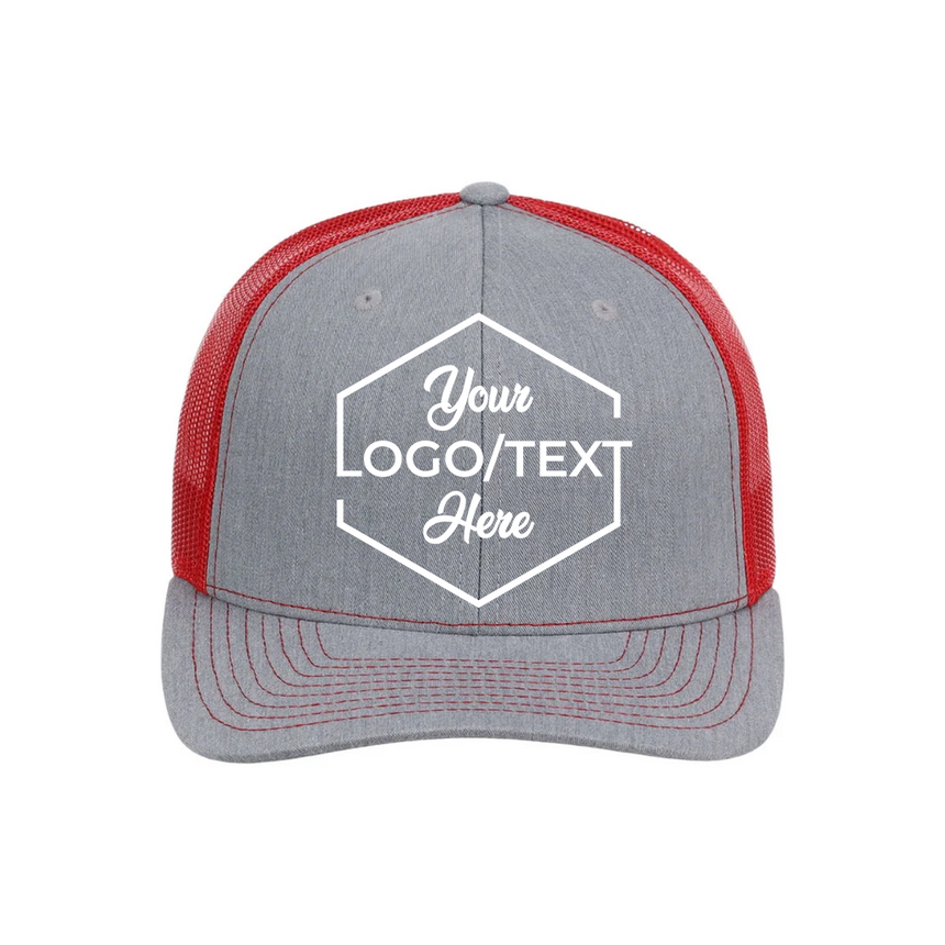 Richardson 112 Snapback Trucker Cap - Heather Gray/Red