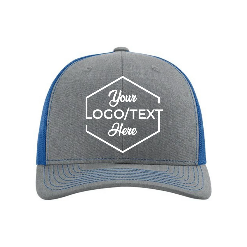 Richardson 112 Snapback Trucker Cap - Heather Gray/Royal Blue
