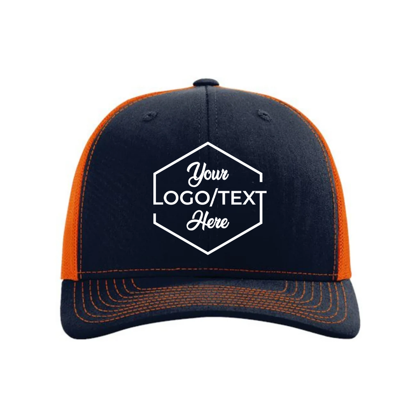 Richardson 112 Snapback Trucker Cap - Navy Orange
