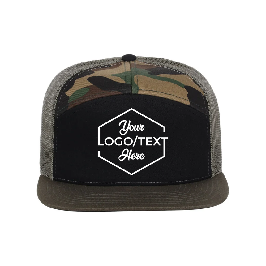 Richardson 168 7 Panel Trucker - Black/Camo