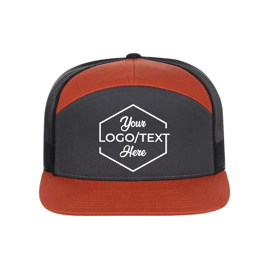Richardson 168 7 Panel Trucker - Charcoal/Orange/Black
