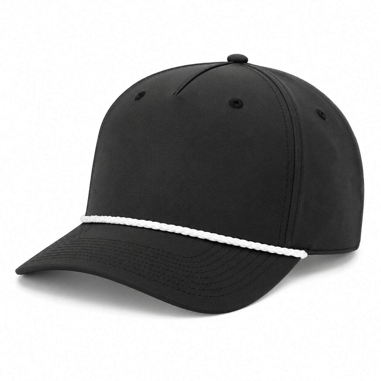 Richardson Five-Panel Classic Rope Cap - 258 - Black/White