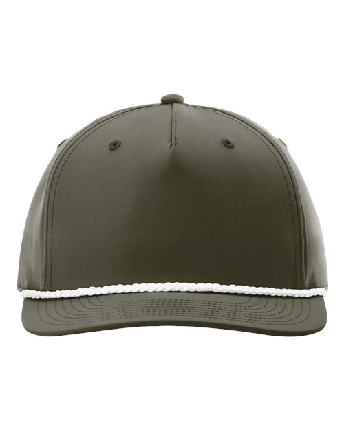 Richardson Five-Panel Classic Rope Cap - 258 - Dark Olive Green/White