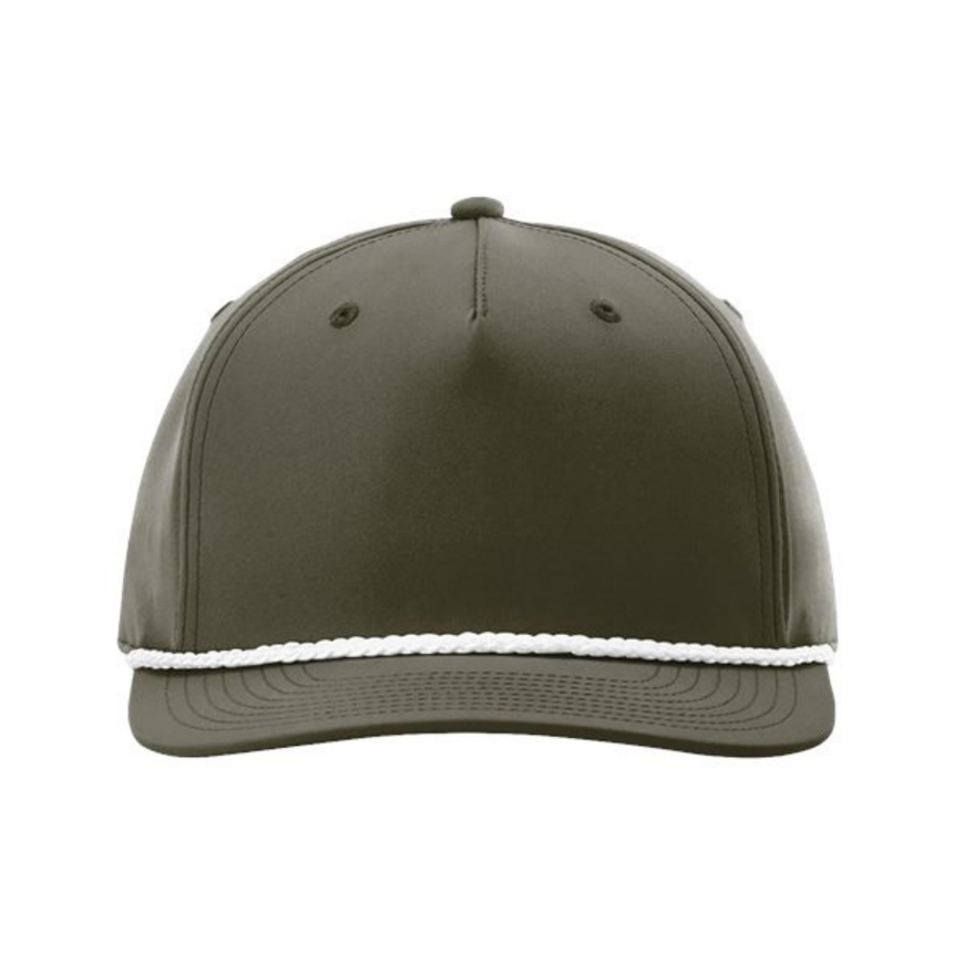 Richardson 258 Five-Panel Classic Rope Cap - Dark Olive Green/White