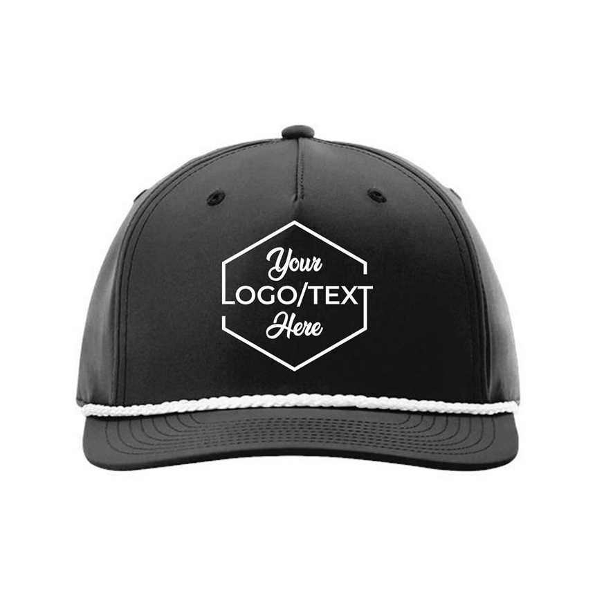 Richardson 258 Five-Panel Classic Rope Cap - Black/White