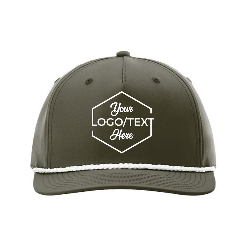 Richardson 258 Five-Panel Classic Rope Cap - Dark Olive Green/White