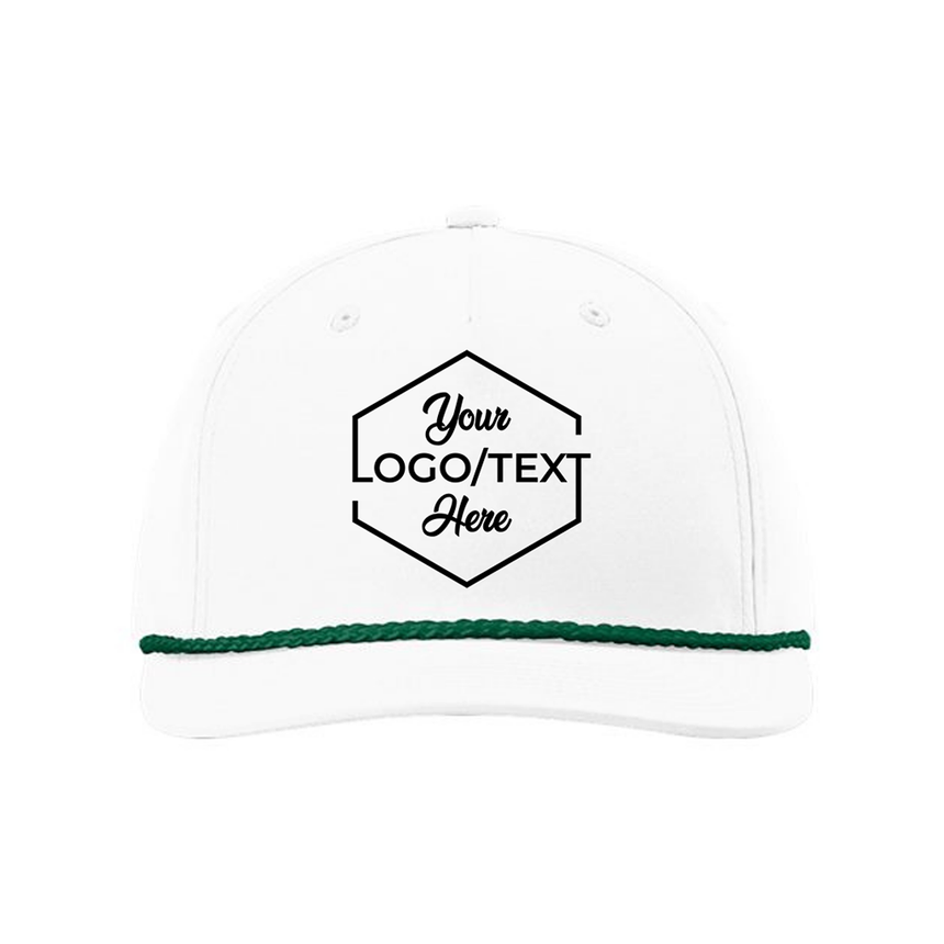 Richardson 258 Five-Panel Classic Rope Cap - White/Kelly Green