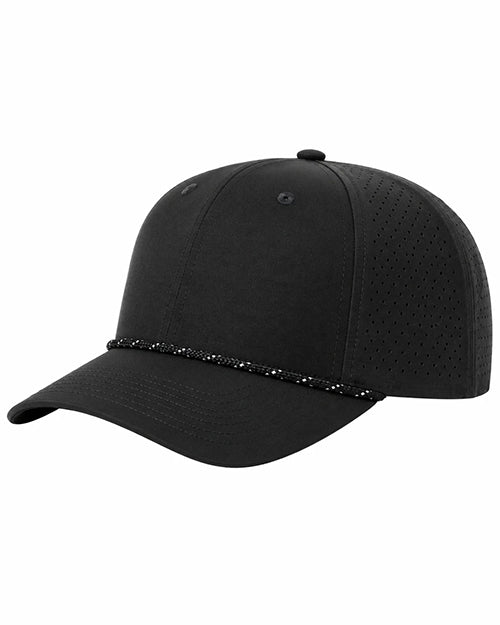Richardson Laser Perf Performance Rope Cap - Black/Black/Grey