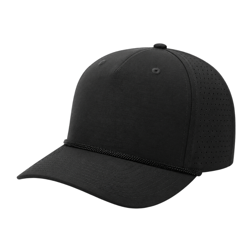 Richardson 355 Laser Perf Performance Rope Cap - Black/Black/Grey