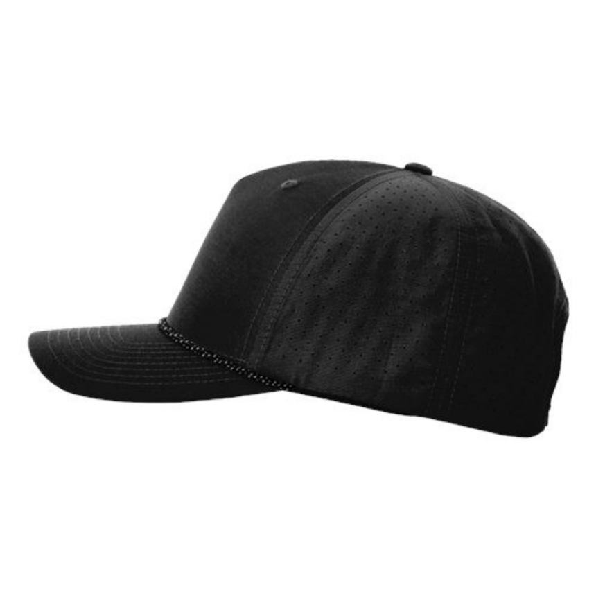 Richardson 355 Laser Perf Performance Rope Cap - Black/Black/Grey
