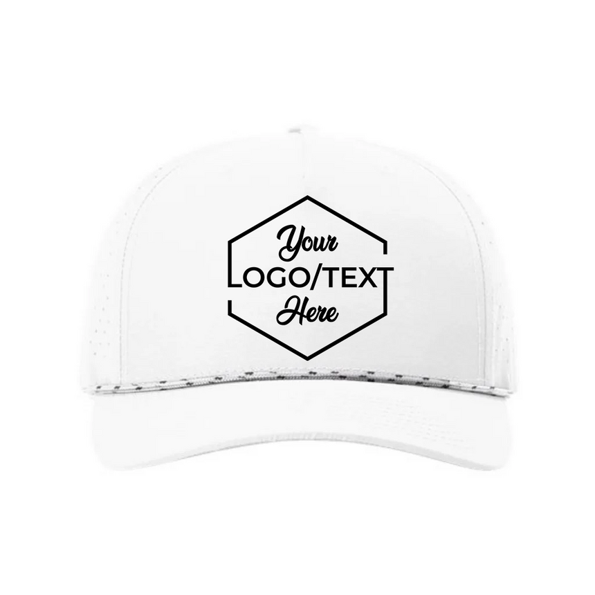 Richardson 355 Laser Perf Performance Rope Cap - White/White/Black