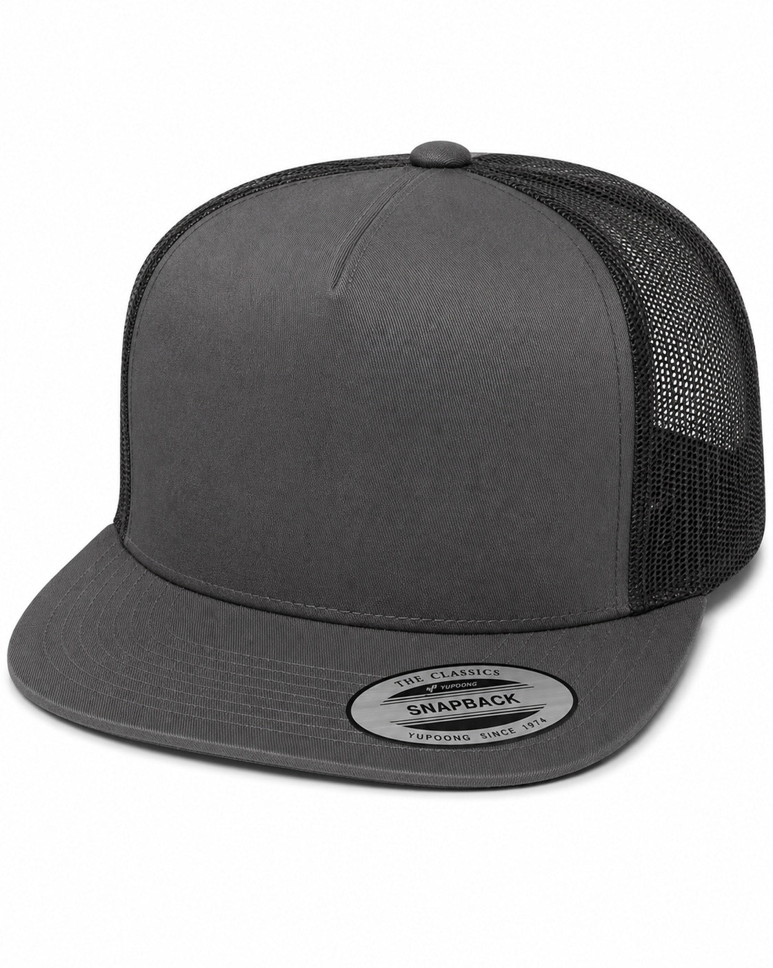 Classic Five-Panel Trucker Cap - 6006 - Charcoal/Black