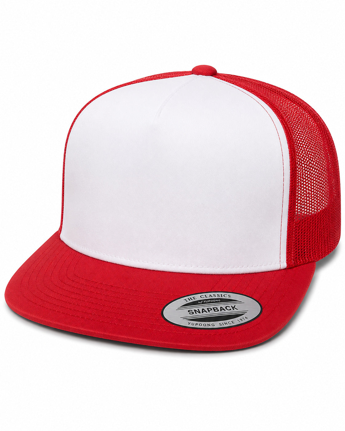Classic Five-Panel Trucker Cap - 6006 - Red/White