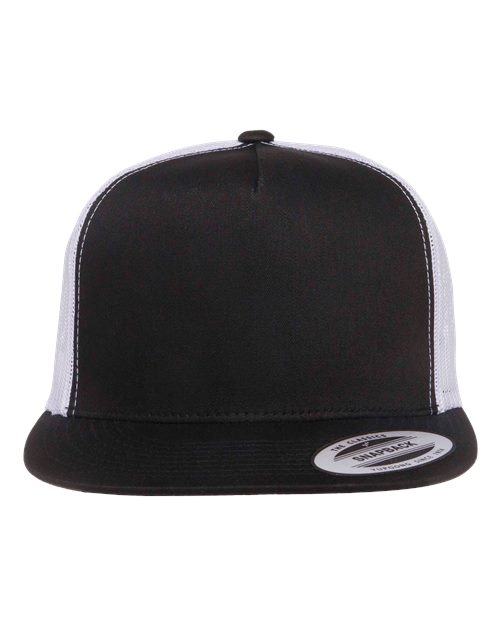 Classic Five-Panel Trucker Cap - 6006 - Black/White