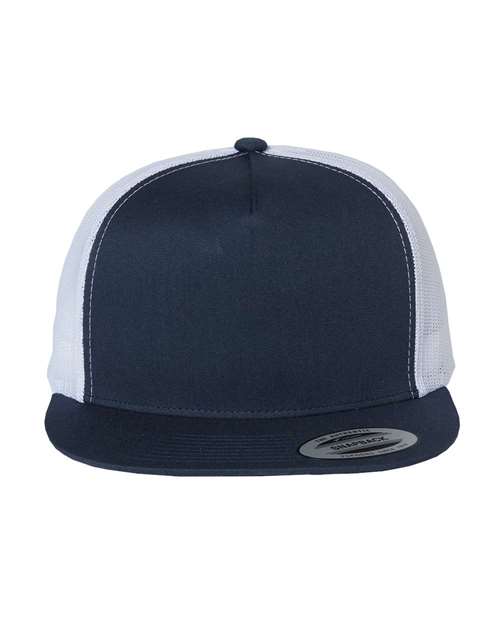 Classic Five-Panel Trucker Cap - 6006 - Navy/White