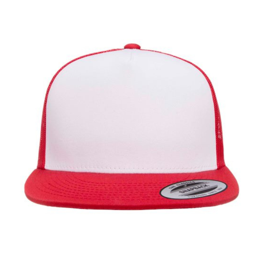 Yupoong 6006 Classic Five-Panel Trucker Cap - Red/White