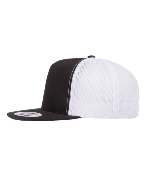 Classic Five-Panel Trucker Cap - 6006 - Black/White
