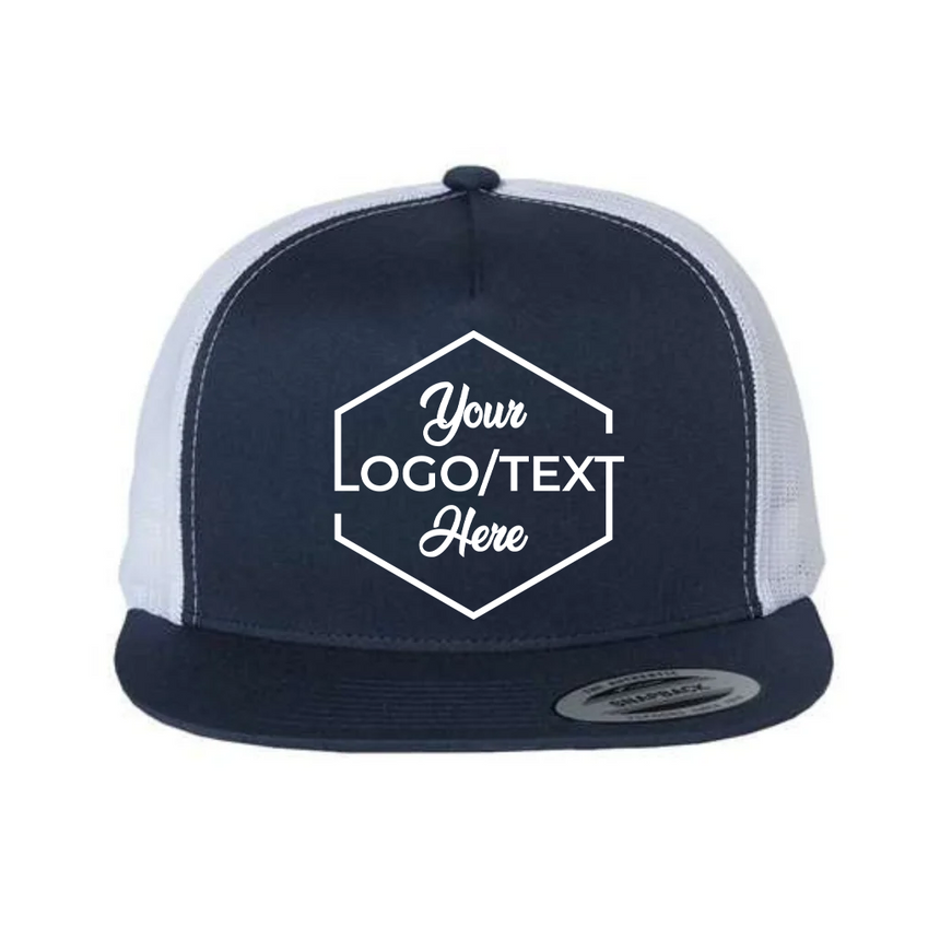 Yupoong 6006 Classic Five-Panel Trucker Cap - Navy/White