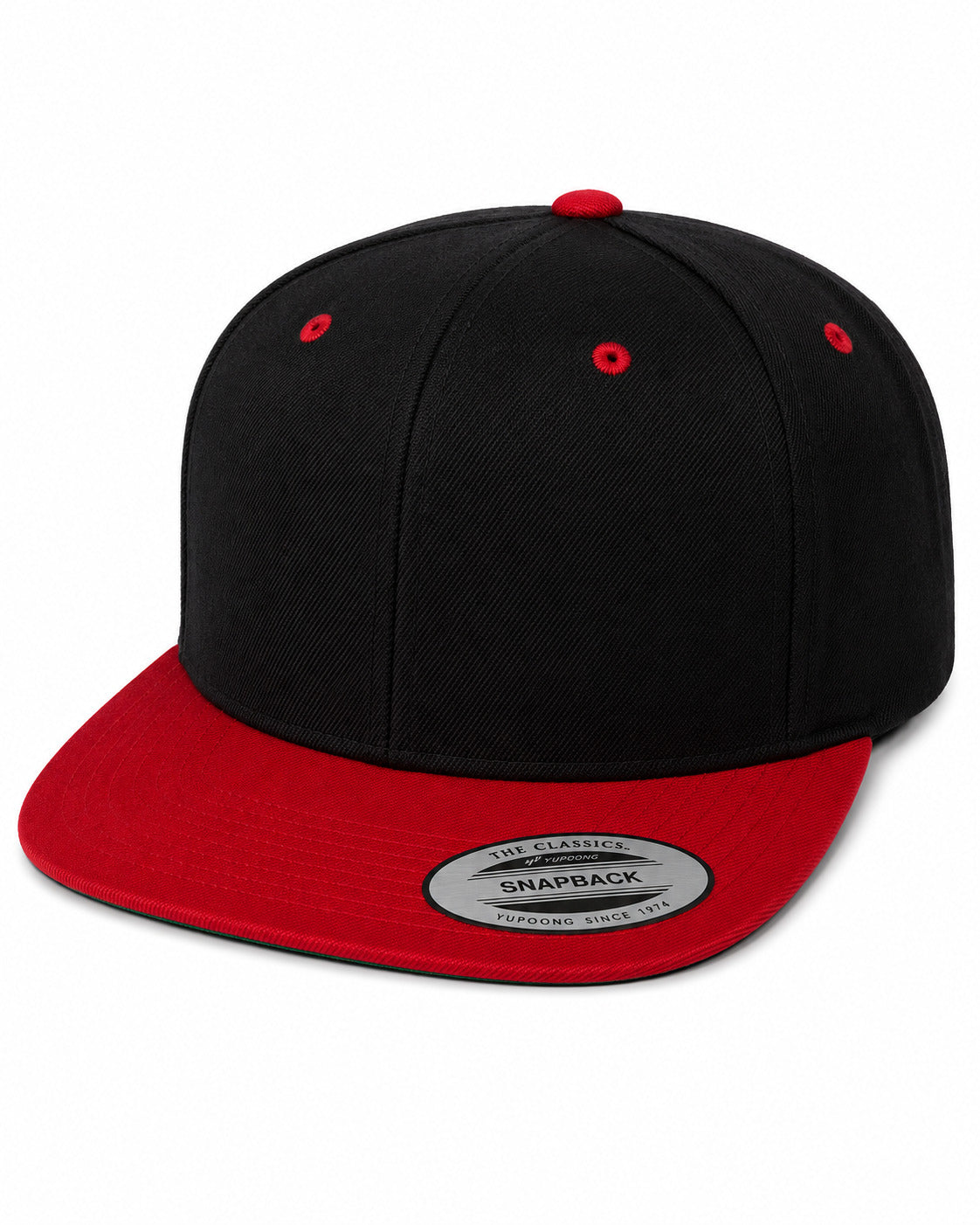 6089M Flat Bill Snapback - Black/Red