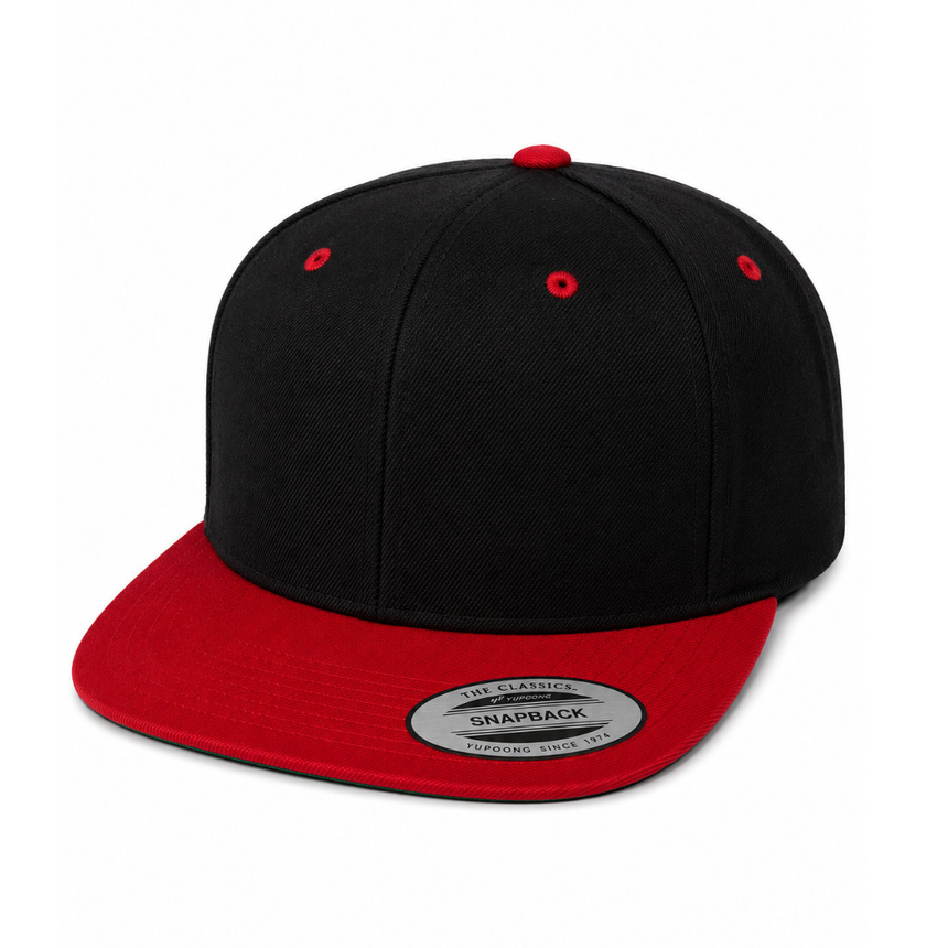 Yupoong 6089M Flat Bill Snapback - Black/Red