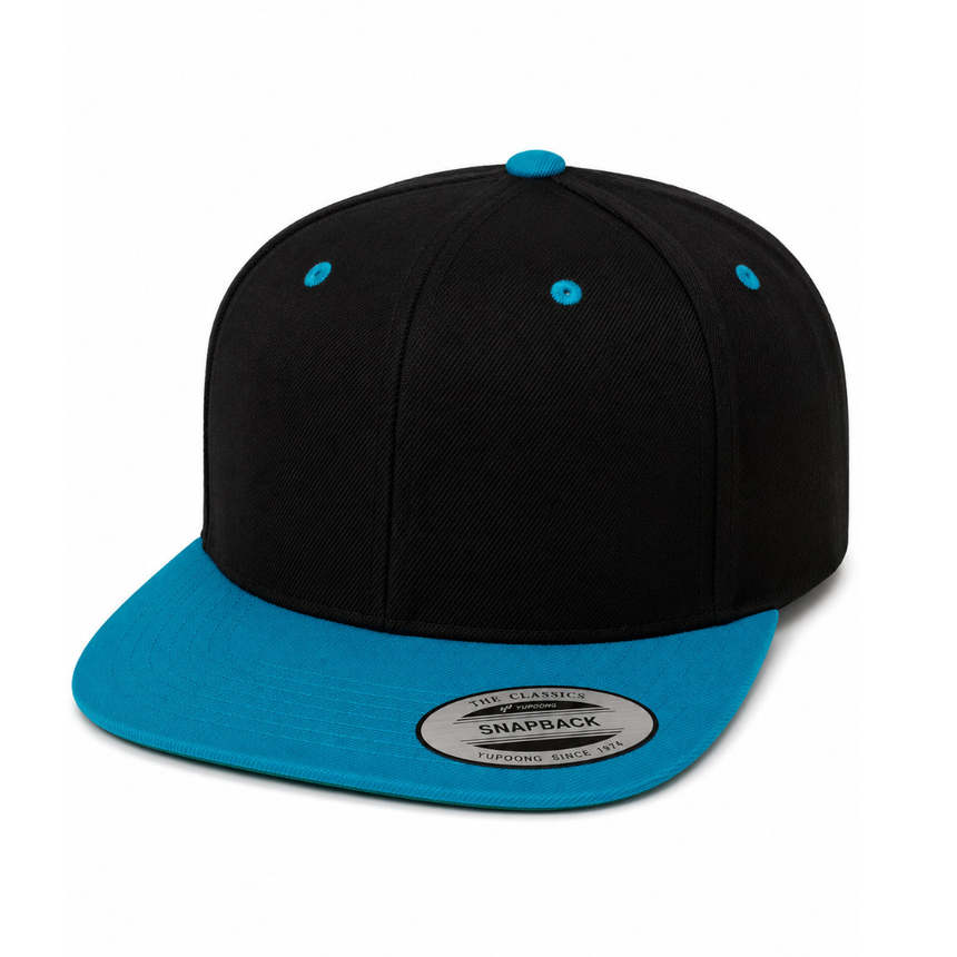 Yupoong 6089M Flat Bill Snapback - Black/Teal