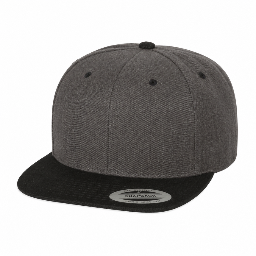 Yupoong 6089M Flat Bill Snapback - Dark Heather/Black
