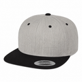 Yupoong 6089M Flat Bill Snapback - Heather Grey/Black