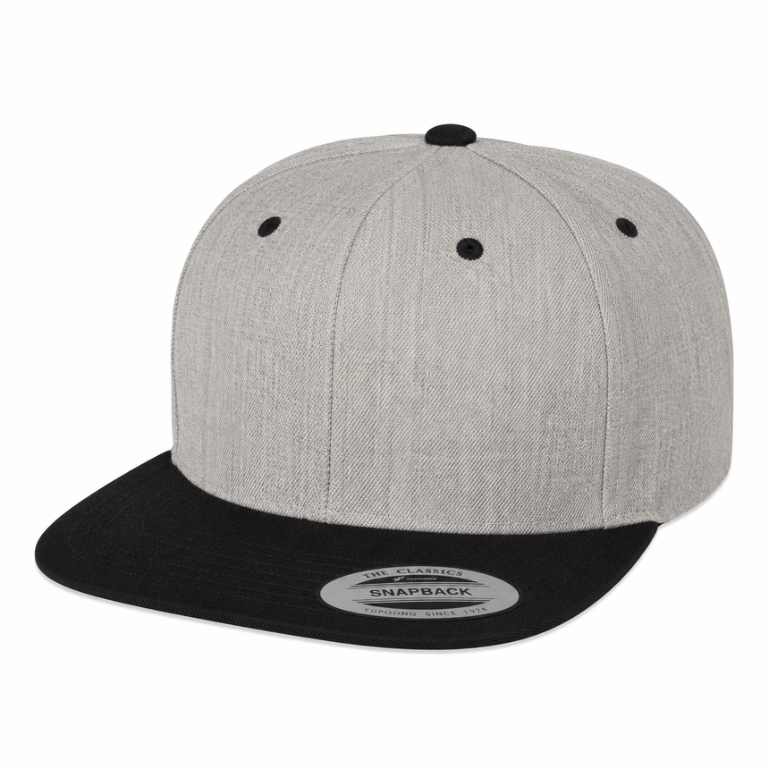 Yupoong 6089M Flat Bill Snapback - Heather Grey/Black