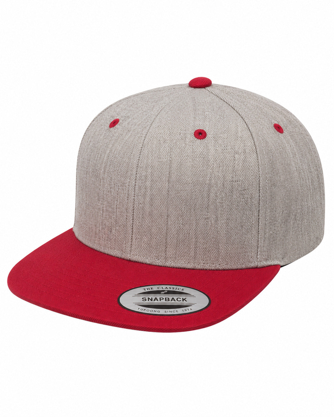 6089M Flat Bill Snapback - Heather Grey/Red