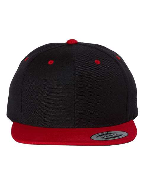 6089M Flat Bill Snapback - Black/Red