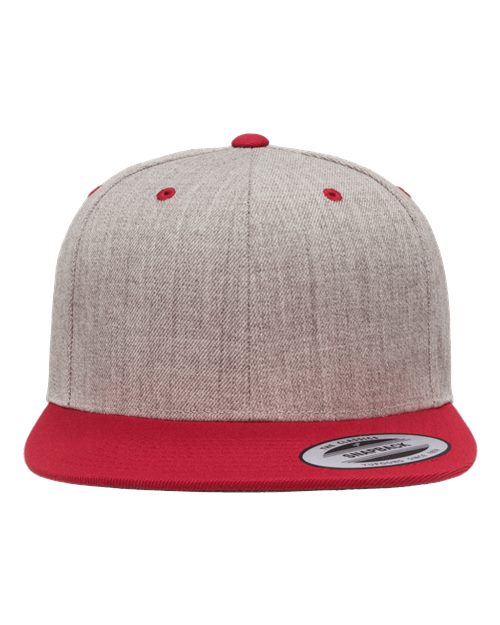 6089M Flat Bill Snapback - Heather Grey/Red