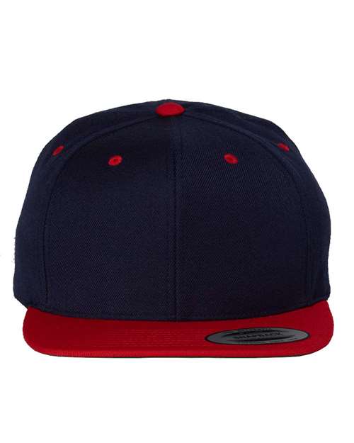6089M Flat Bill Snapback - Navy/Red